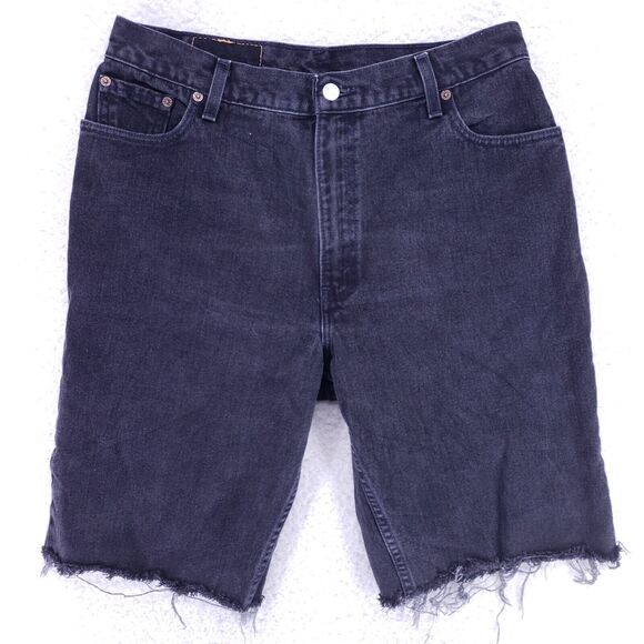 Levis 550 Jean Shorts Womens Size 16 Black Mid Rise 90s Straight VTG Y2K - Picture 1 of 9